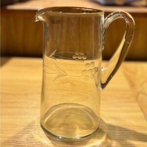 Vintage Etcher Elegant Clear Glass Pitcher